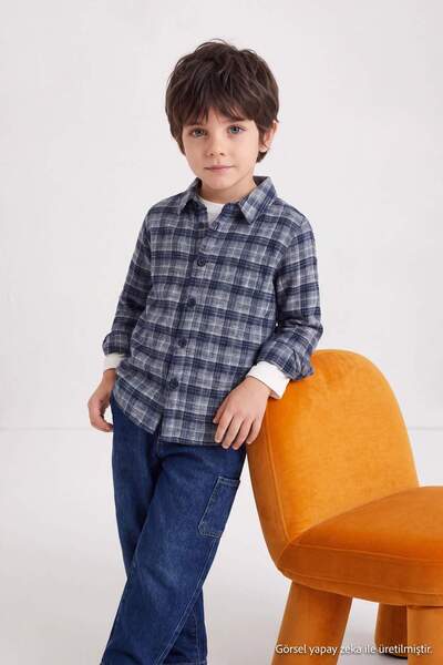 TRENDYOLKIDS قميص لاعب الغزلان بأكمام طويلة للأولاد باللون الأزرق TKDAW27GO00007