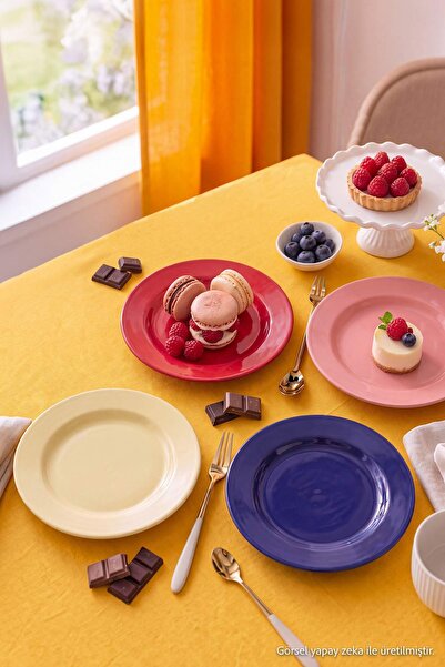 TRENDYOLMİLLA HOME Set of 4 Funtastic Colorful Cake Plates 20cm Tphaw27Tbk00030