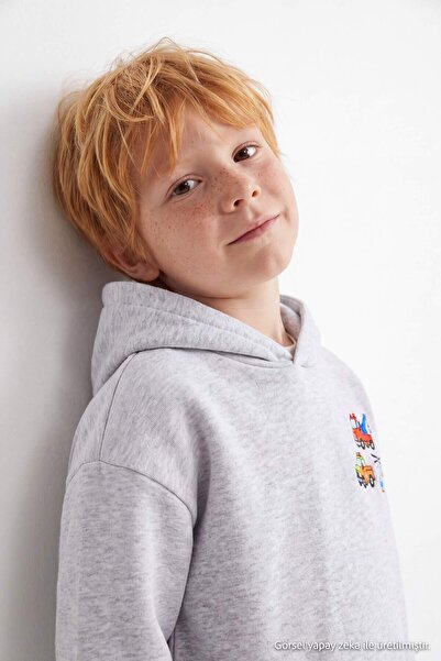 TRENDYOLKIDS Kar Melanj Boys' Printed Kids Sweatshirt Tkdaw27Sw00064