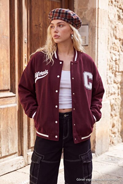 Trendyol Collection Burgundy Color Block Embroidered Low Sleeve Crop Knitted ...