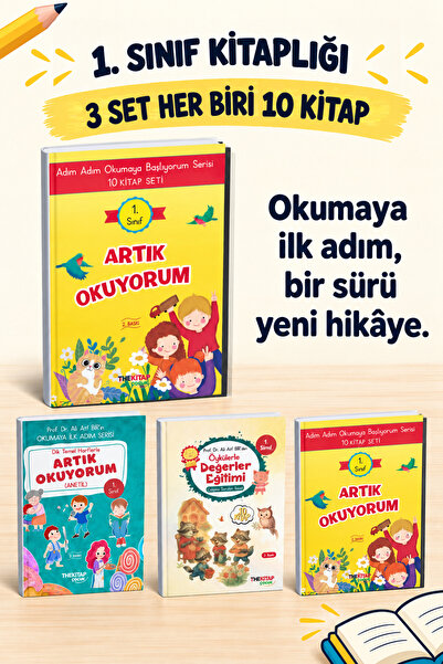 The Kitap 1. Sınıf İlk Okuma ve Değerler Eğitimi Seti – Dik Temel Harflerle E...