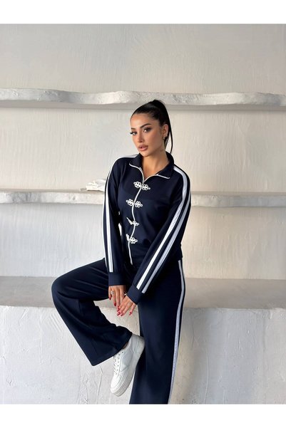 HKT HAK TEKSTİL Modal Striped Track Suit Set