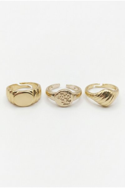 AURRARİ Women's Gold Color Vintage Ring Set
