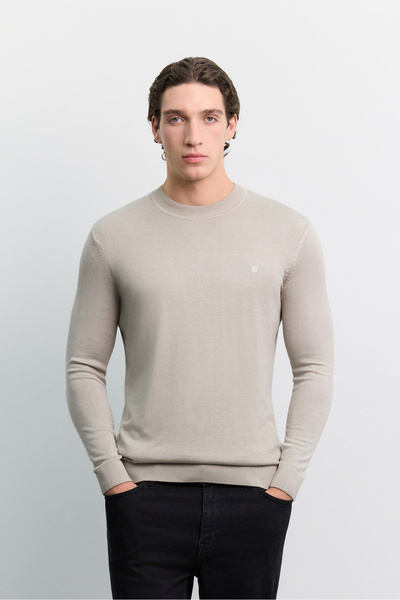 Avva Men's Mink Crew Neck Viscose Blend Basic Knitwear Regular Fit Sweater B0...