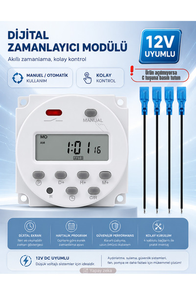 Unichrome Cn101a Programlanabilir Gecikmeli Haftalık 24 Saat Zaman Ayarlı 12v...