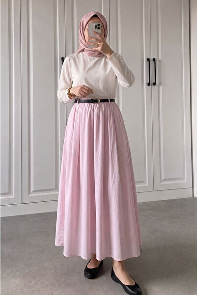 Naknaku Astarlı Etek-Pembe