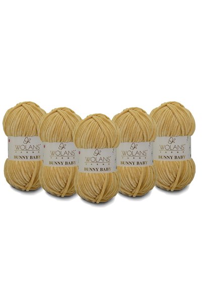 WOLANS Bunny Baby Velvet Knitting Yarn 418 Light Brown - Pack of 5
