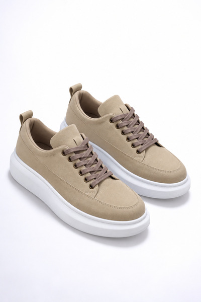 Lucy Shoes Jy914 Drake Lace-Up Suede Men's Casual Sneaker Shoes Sbt Cream