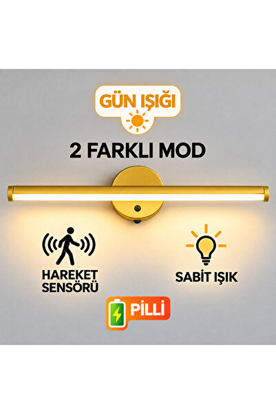 Nobbystar Sök-Tak Yapışkanlı Pilli LED Aplik 38 cm – Sensörlü ve Sabit Işık 2...
