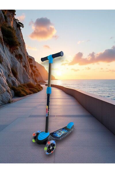 hak-iş oyuncak Swing Işıklı 3 Tekerlekli Scooter Mavi