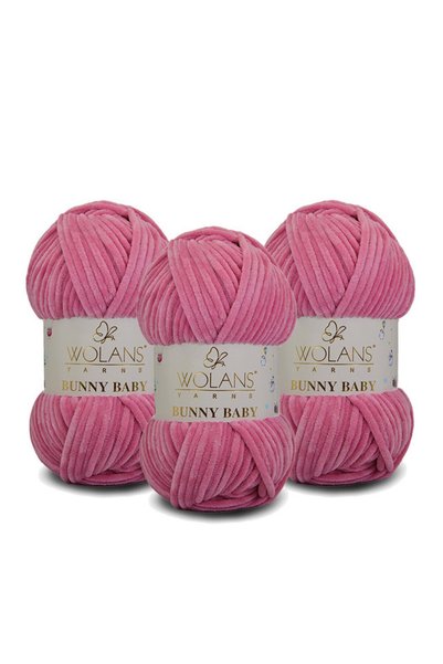 WOLANS Bunny Baby Velvet Knitting Yarn 431 Dried Rose - Pack of 3