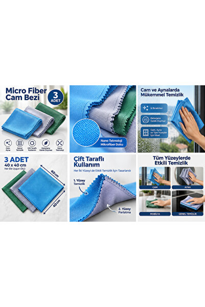 Akalın Professional Cleaning Products Pachet de 3 cârpe din microfibră pentru...