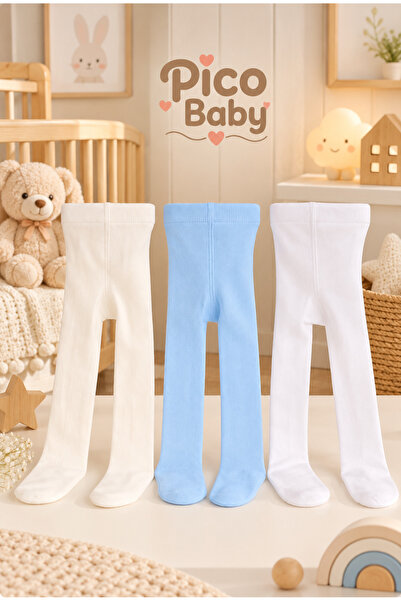 Pico Baby 3'lü Bebek & Çocuk Pamuklu Düz Renkli Külotlu Çorap