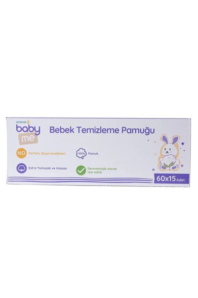 Baby&Me Bebek Temizleme Pamuğu %100 Saf Pamuk 60lı Poşet 15 Paket 565rtg-55