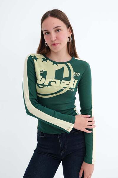 Addax Printed Long Sleeve T-Shirt B9059