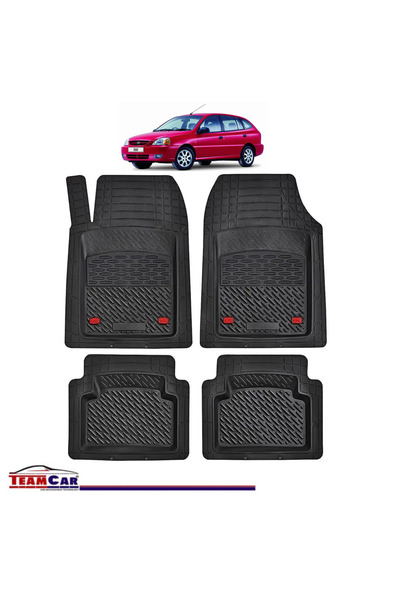 TEAMCAR Car Mats Tray Type Compatible Kia Rio II (20052011) Black Durable Mat...
