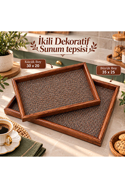 DECOFORM 2’li Dekoratif Ahşap Sunum Tepsisi – Şık ve Çok Amaçlı Servis Tepsisi