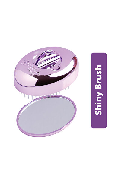 Premium ShinyBrush Saç Fırçası - Kendini Temizleyen, Aynalı, Çanta Boy - Compact Detangling To Go