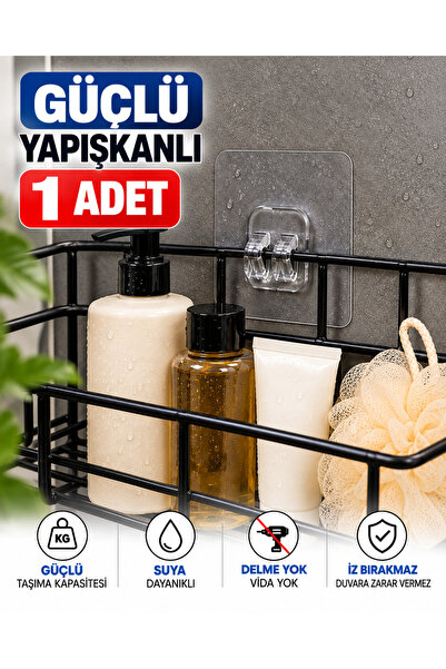 tafce 1 Adet Güçlü Yapışkanlı Banyo Askısı Yedek Sticker Raf Tutucu Askı