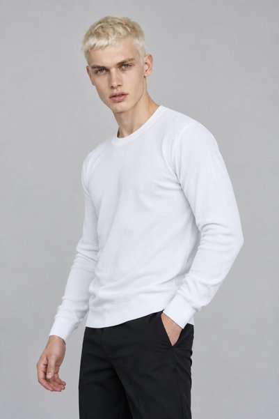 HK Premium Tekstil Erkek Fitilli Slim Fit Bisiklet Yaka Triko Kazak