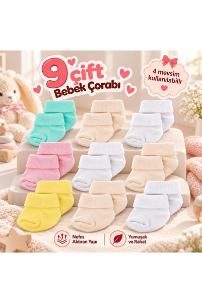 Novibaby 9 Pack Bamboo Newborn Baby Socks, Girls Boys Socks, White Ecru Pink ...