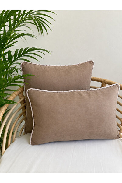 Decamor home Pearl Piping Milk Brown Throw Pillow Cover 1 Piece