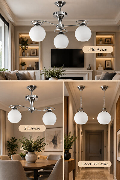 Ömür Avize Avizeseti Modern Füme Komple Set Avize Tekli Ikili Üçlü Avize