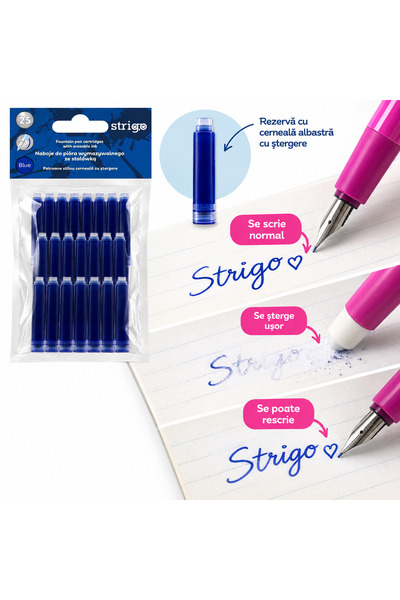 Strigo Punga 25 buc rezerve stilou Strigo, cerneala albastra cu stergere