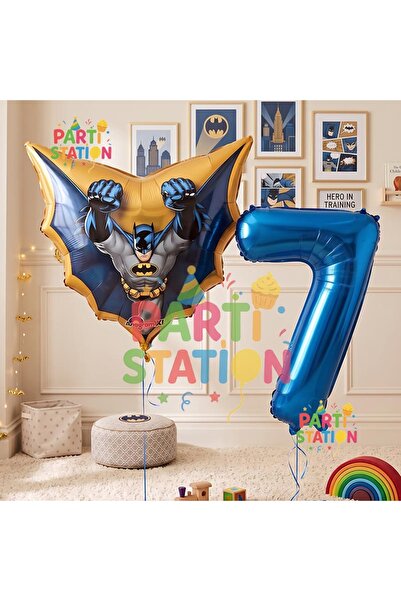 Parti Station Batman 7 Years Old Navy Blue Number Balloon Set Bat Man Batman ...