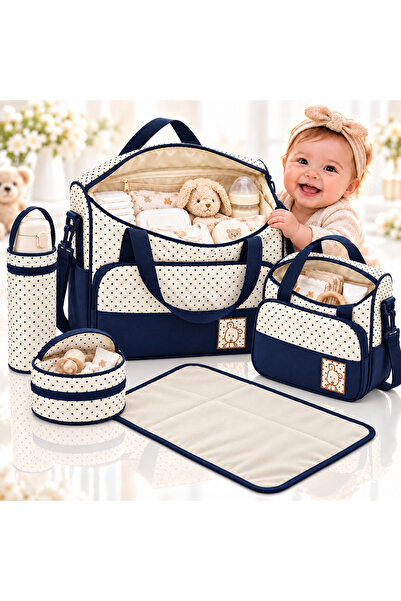 AVYRA Set Genti Bebe 5 Piese Pentru Maternitate Cu Geanta Scutece, Suport Bib...