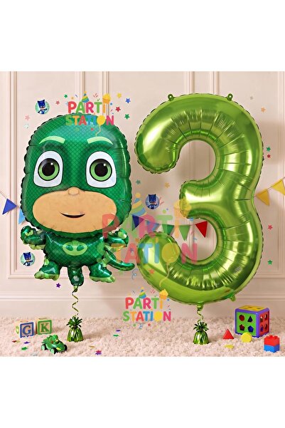 Parti Station PJ Masks Lizard Boy Balloon 3rd Birthday Set PJ Masks Themed Ba...