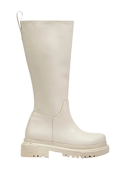 Liarca Women's Beige Below-The-Knee Boots – Thick Soled, Zippered, Casual Com...