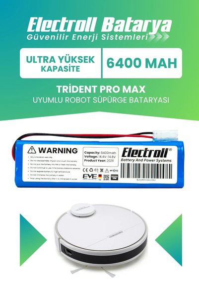 ELECTROLL Trident Pro Max Uyumlu Batarya (ULTRA YÜKSEK KAPASİTE) 6400mah Pil ...