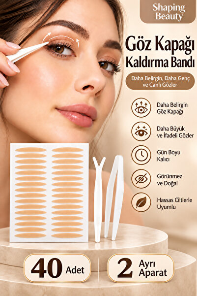 shaping beauty 40 Adet Göz Kapağı Kaldırma Bandı Yüz Germe Kaş Germe Göz Germ...