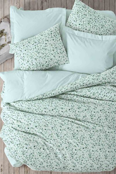 İQON طقم غطاء لحاف مع ملاءة مطاطية مقاس مزدوج SPRING CHAGLA