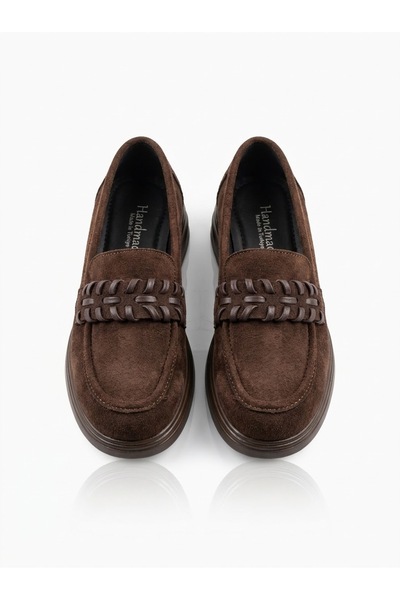guijarro Women's Dark Brown Premium Suede Handmade Knitted Detailed Masculine...