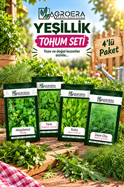 AGROERA Yeşillik Paketi 4 Lü Tere, Roka, Maydanoz, Dere Otu Toplam 40 Gr.