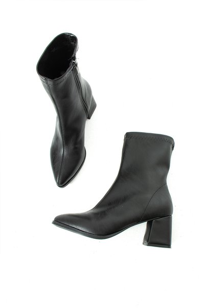 BirEylül Shoes Women's Black Stretch Heeled Boots 00295