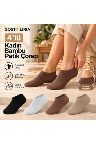 GOST LİRİA Women's Bamboo Booties Socks – 4-Piece Mixed Colors