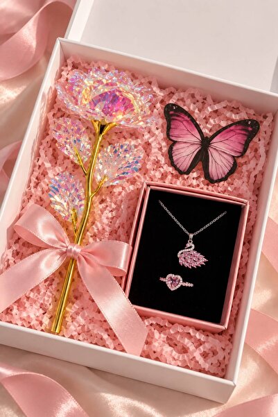 Le Manolia Accessories kararmaz çelik kuğu kolye ,ciddi ilişki kalp yüzük, so...