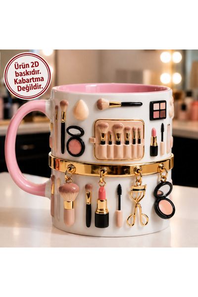 Kuaför Nail Art Make Up Tasarım Kupa Bardak 2D Baskılı