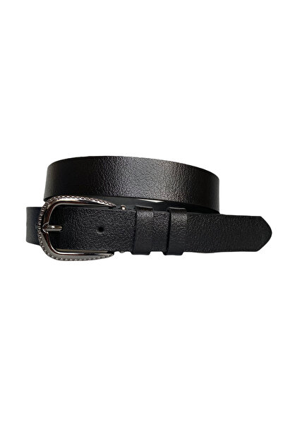 GoDeri 100% piele naturală cu cataramă neagră nichel, centură neagră subțire ...