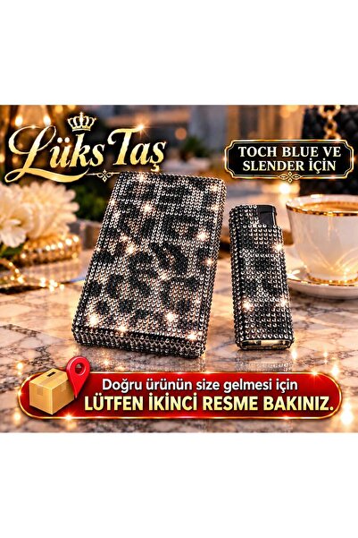 Lüks Taş Sigara Kutusu Ve Çakmak (SLENDER) touch Blue