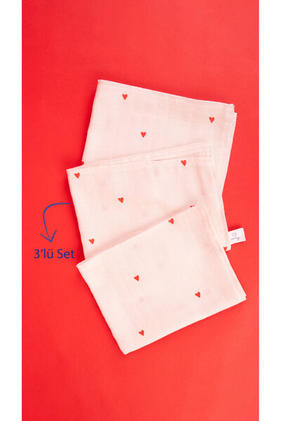 EMAYlab Cupid Heart Patterned 100% Muslin - Cotton Kitchen Drying Cloth and B...