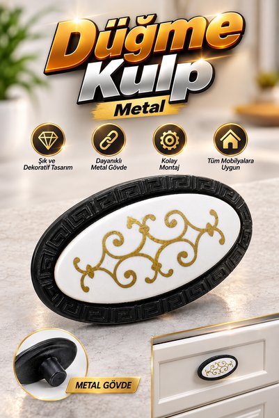 NZB Çekmece Dolap Dolabı Kapak Kulpu Kulpları Kulbu Metal Siyah Gold Mobilya ...