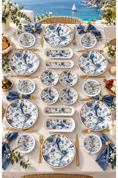 Yiğit Seramik Züccaciye Blue Kitchen Model 6 Kişilik 20 Parça Modern Kahvaltı...