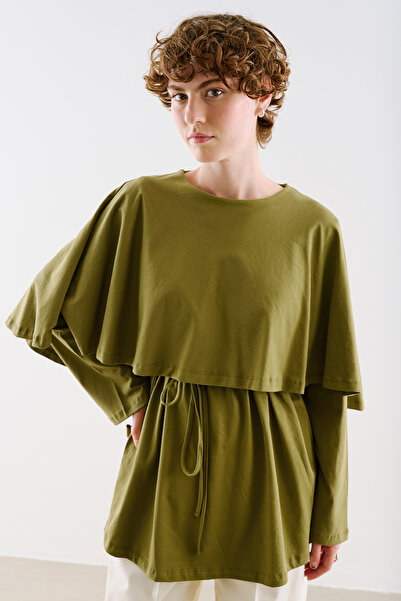 Manuka Cape Style Belted Tunic Green