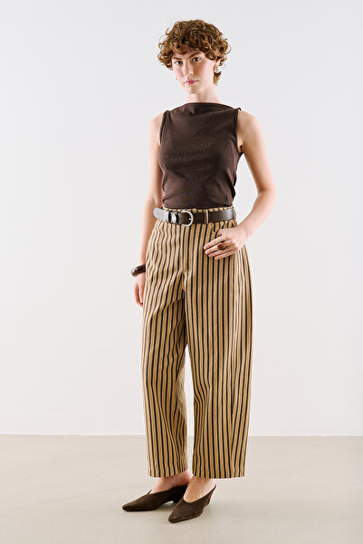 Manuka Yikamali Striped Barrel Pants Beige