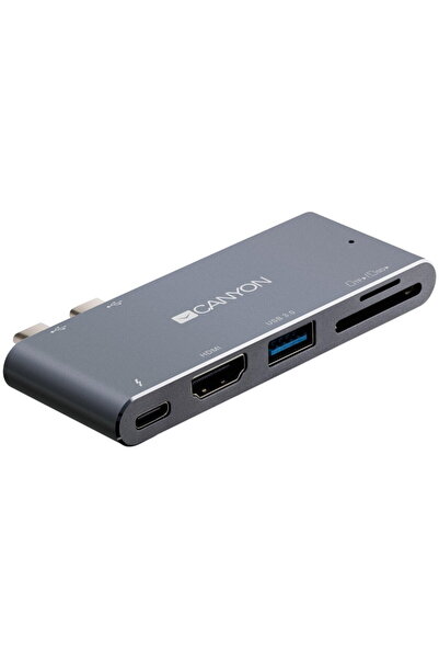 CANYON Statie de andocare CNS-TDS05DG, 5 porturi, USB-C, aluminiu, Gri