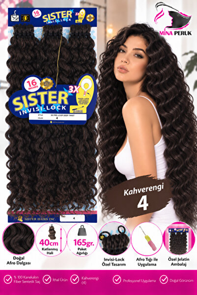 Mina Peruk Sister Afro Dalgası Saç-Kahverengi 4